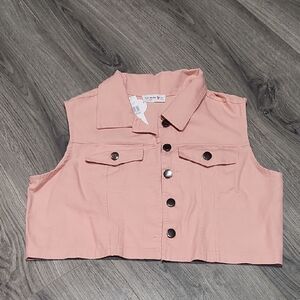 NWT Denim Cropped Vest